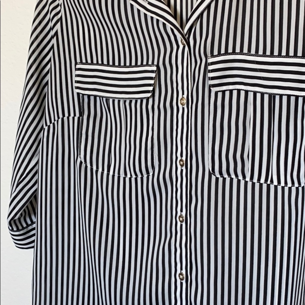 Striped button down blouse